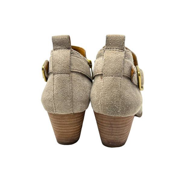 Sarto by Franco Sarto Garfield Tan Suede Ankle Almond Toe Booties Women's Sz 7.5 - Picture 2 of 8